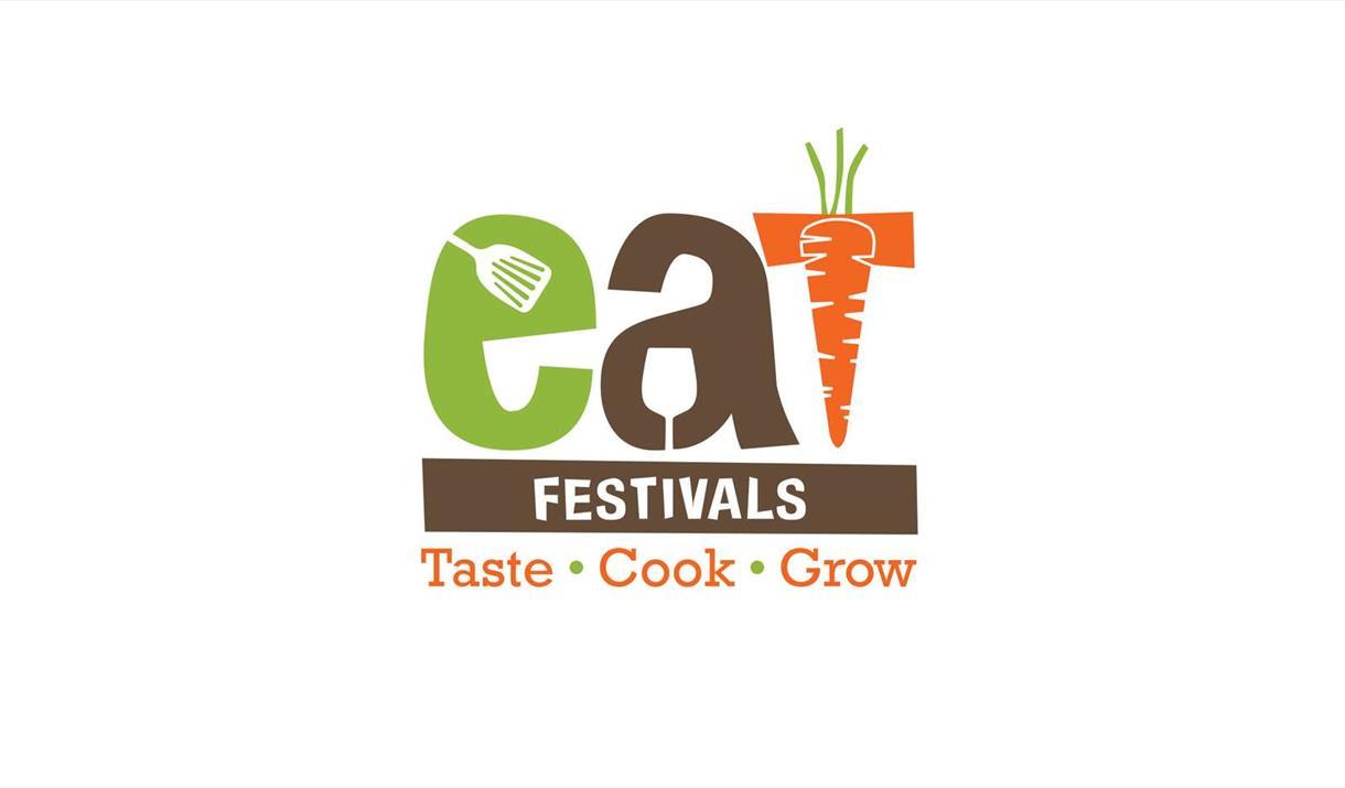The Eat Festival's text logo, that says 'eat Festivals. Taste. Cook. Grow'