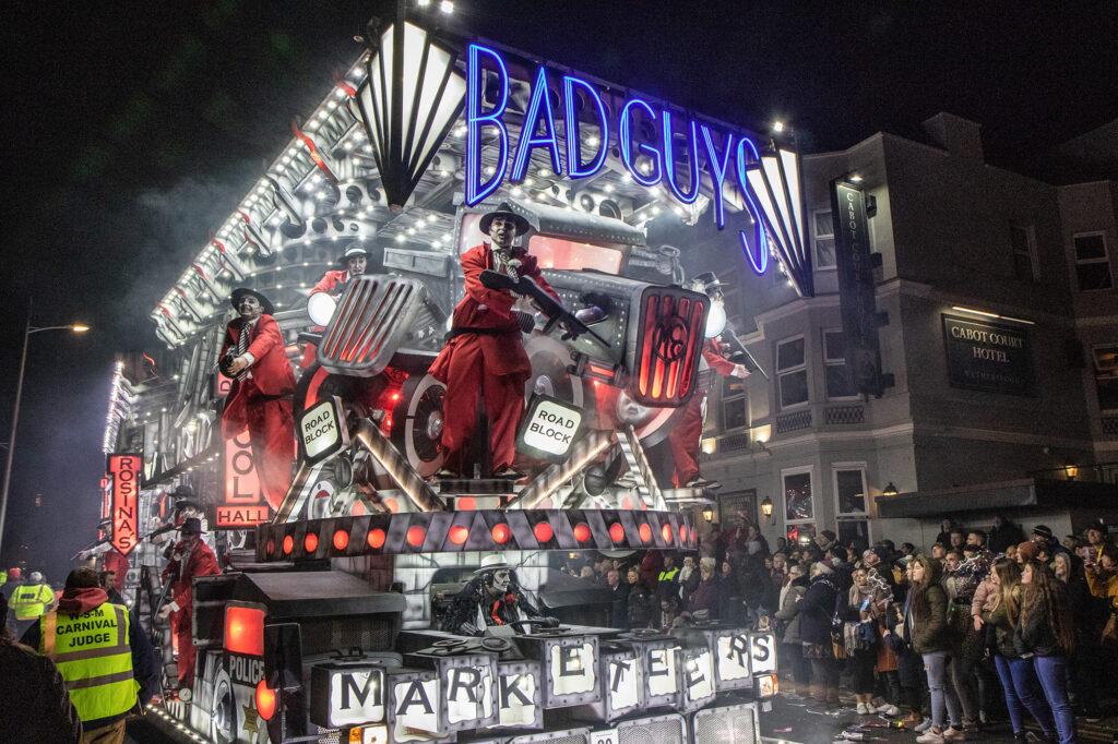 A giant float with the name Bad Guys at the Weston-super-Mare Carnival