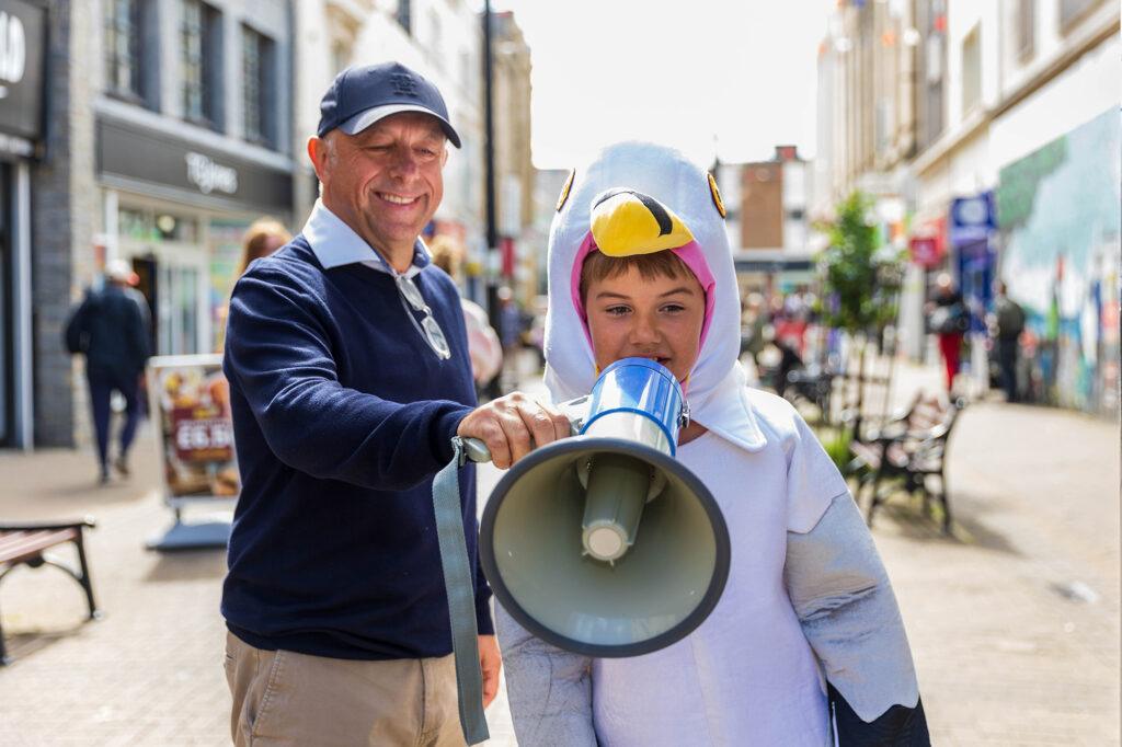 Two-times European Seagull Screeching champion Cooper Wallace in Weston-super-Mare