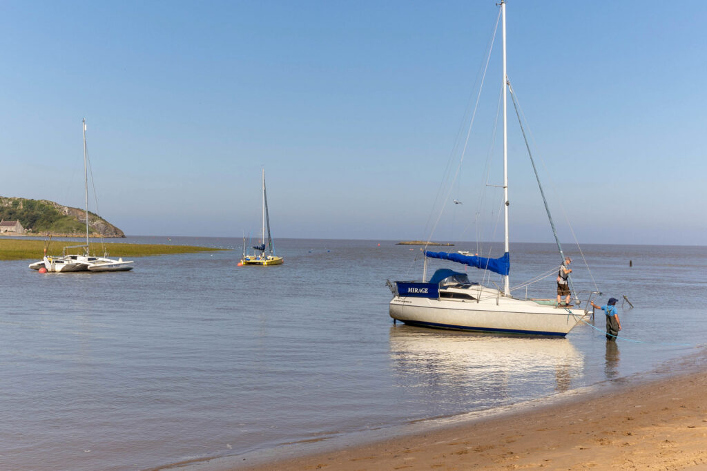 A yacht on the beach at Uphill