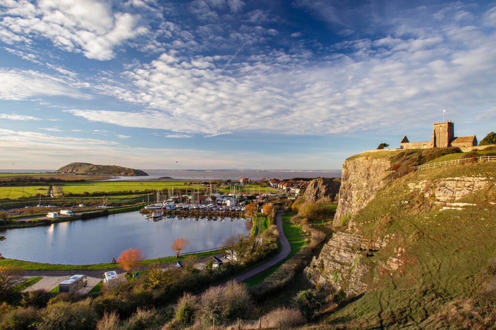 Uphill Marina, Brean Down and St Nicholas Church, Uphill