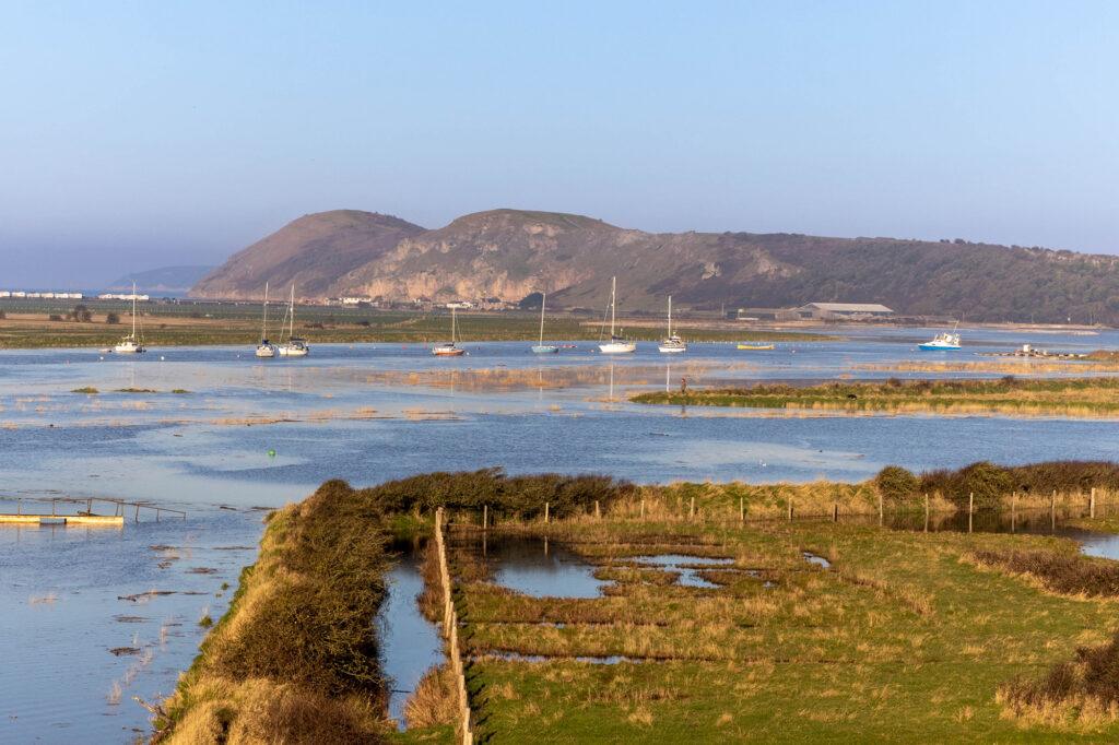High tide on the River Axe Estuary at Uphill