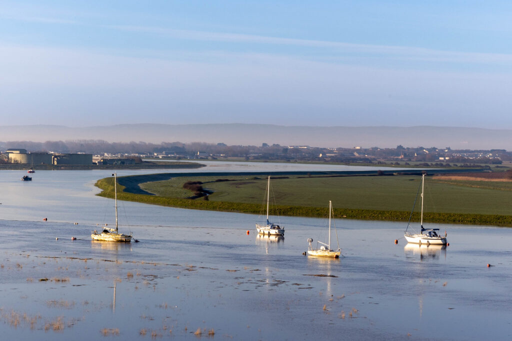 Boats on the River Axe at Uphill, Weston-super-Mare