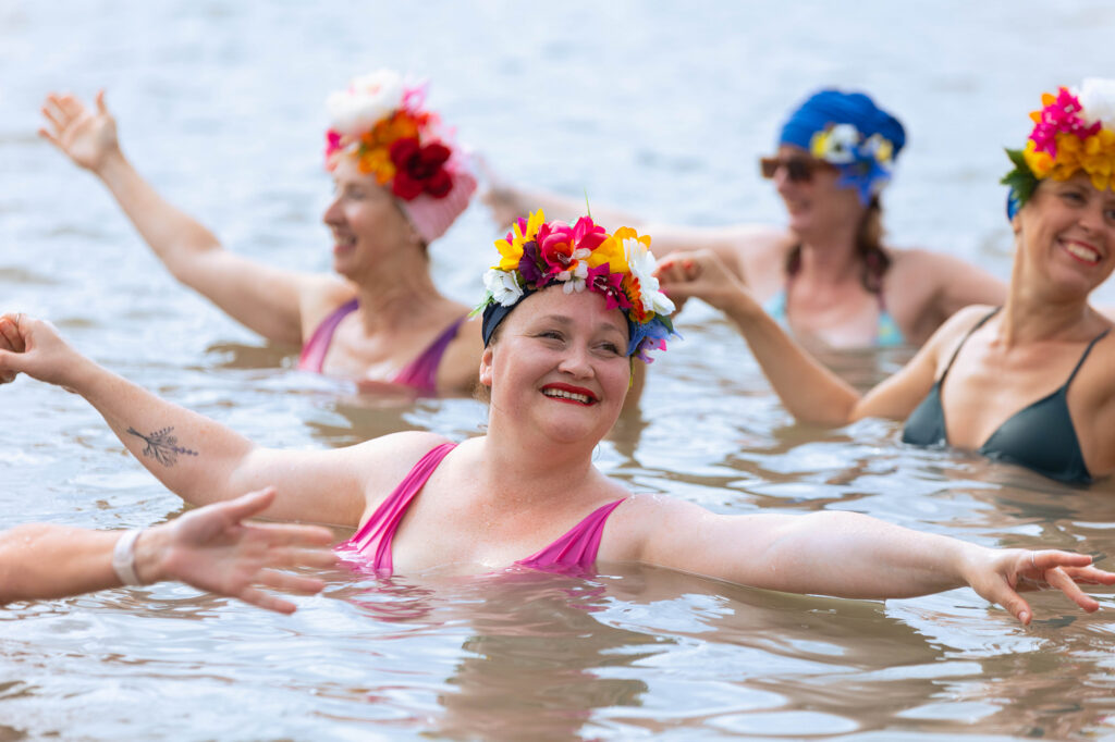 Synchro swimmers in Weston's Marine Lake