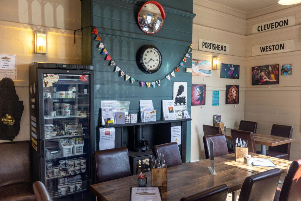 The inside of the Strawberry Line Cafe at Yatton Railway Station in Somerset