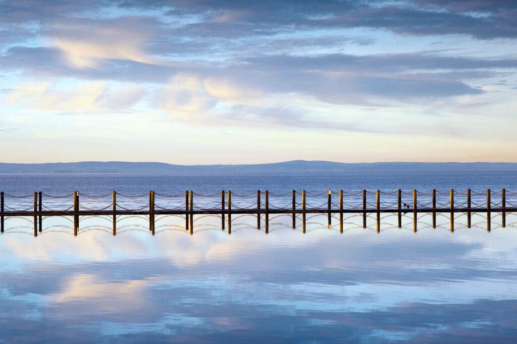 A perfect reflection of the Causeway chain at Weston-super-Mare