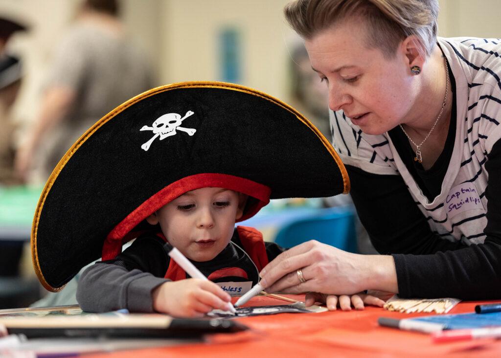 A young pirate taking part in a workshop at Weston Museum
