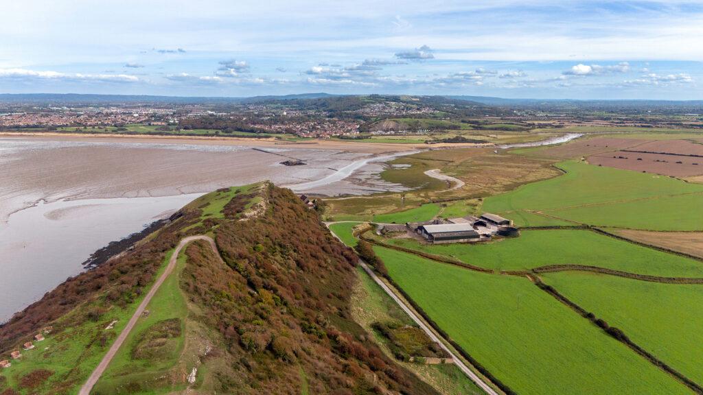 Aerial view of Brean Down near Weston-super-Mare