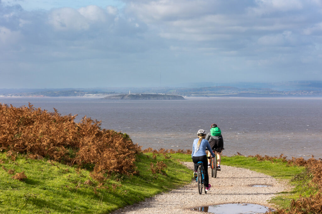 Two cyclists on Brean down