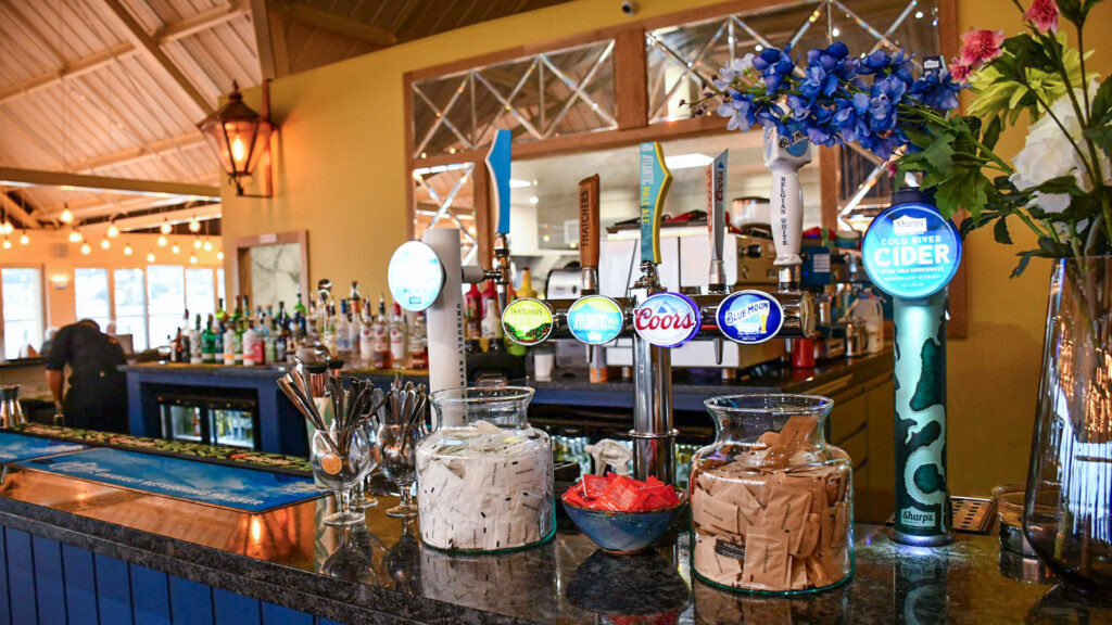 The bar at the Revo glow golf centre at Weston-super-Mare