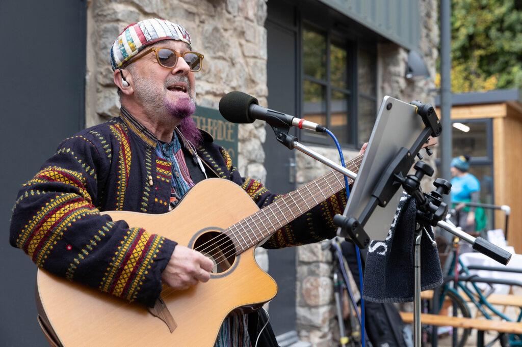A guitarist performing at the Old Town Quarry, Weston-super-Mare