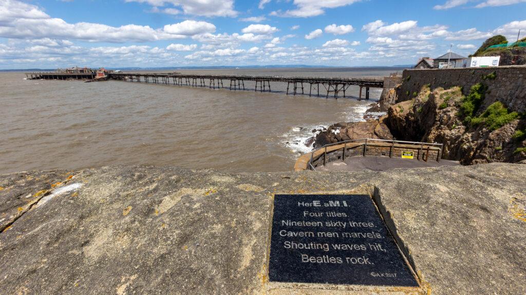 The Beatles Plaque overlooking Birnbeck Pier, Weston-super-Mare