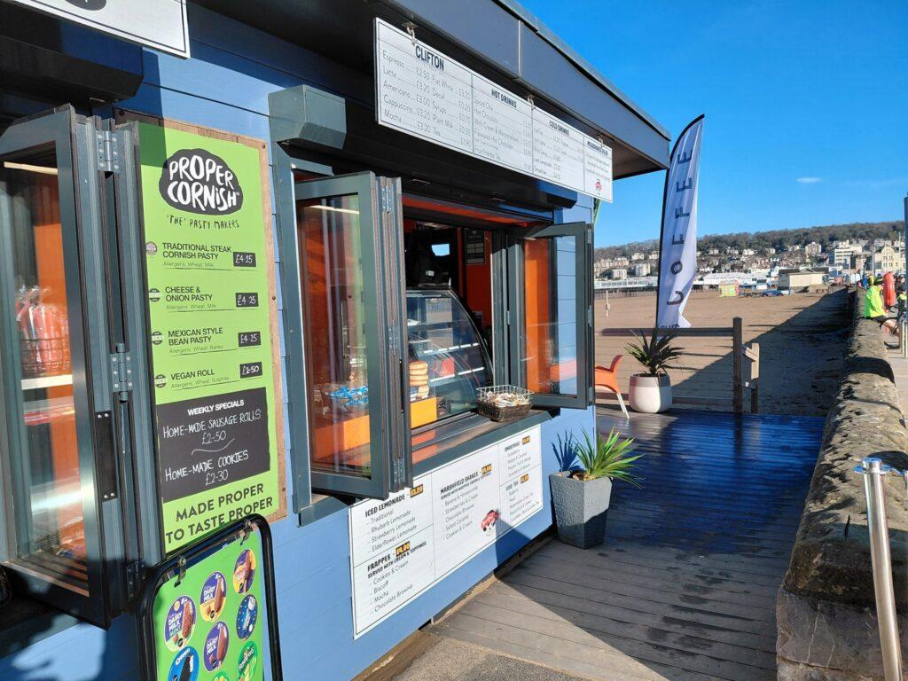 Seafront kiosk selling snacks at Weston-super-Mare