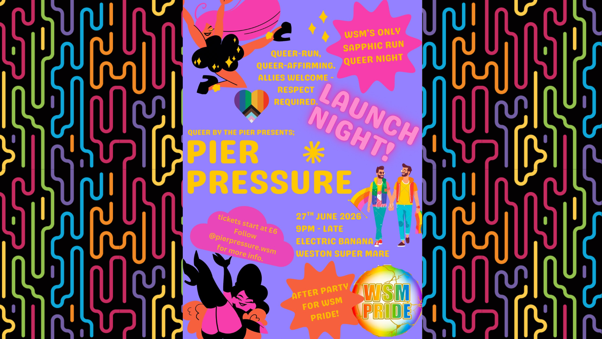 A colourful poster with lots of words and cartoon characters on it
