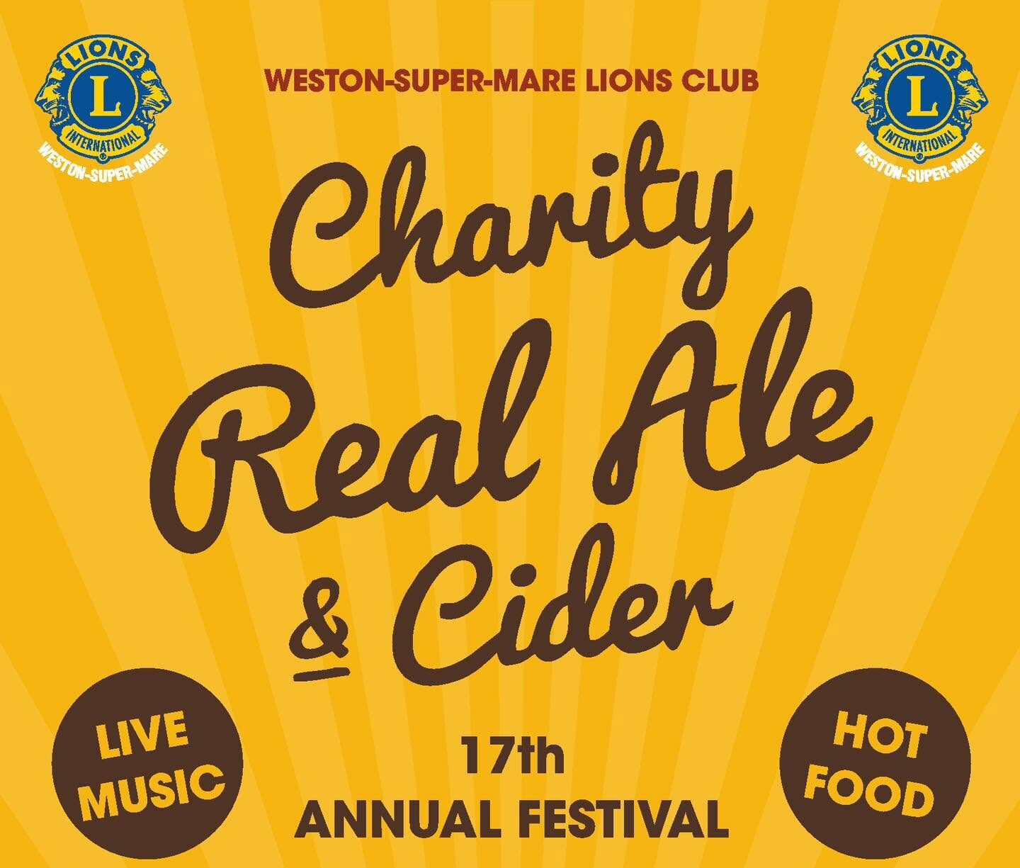 On a yellow background is the test 'Charity Real Ale and Cider 17th Annual FEstival'