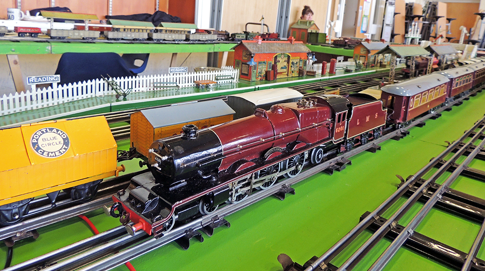 A model train close up