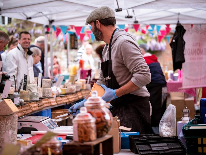 Through the cheese stall