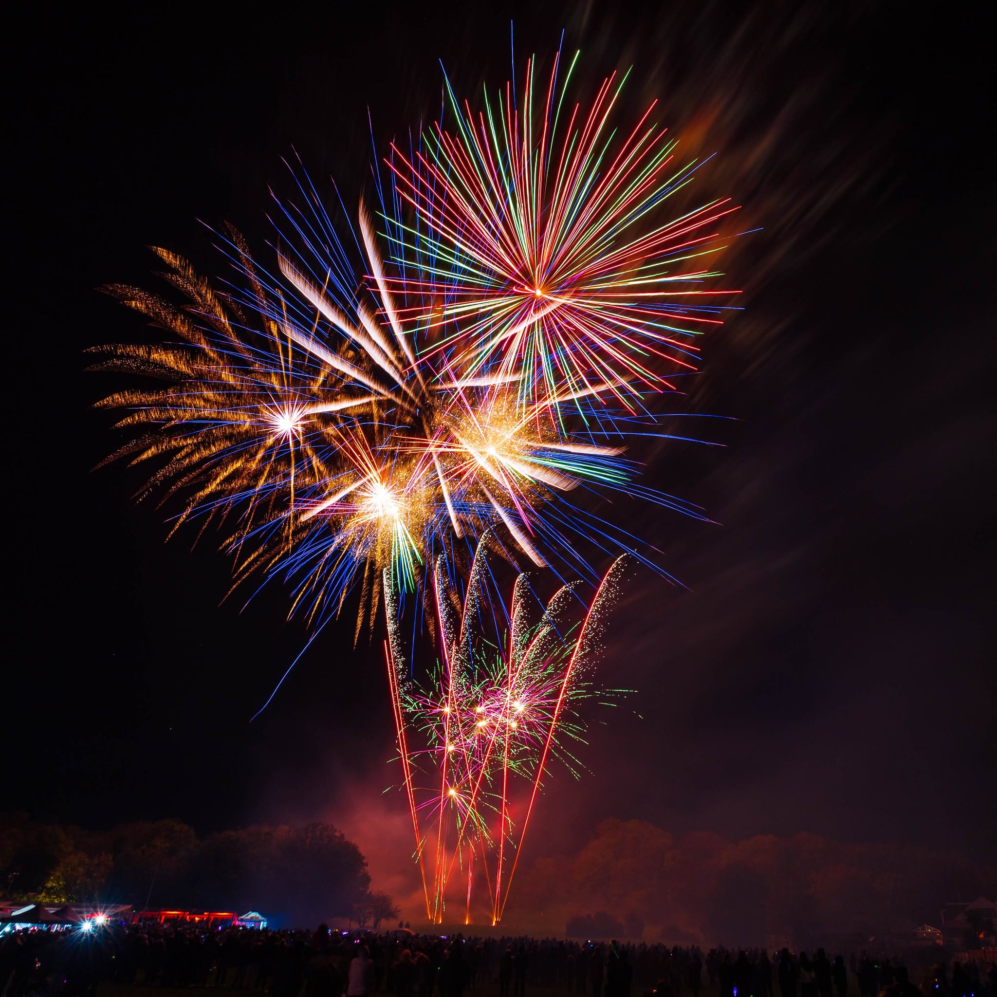 Fireworks exploding into the black sky
